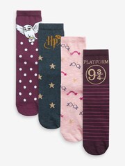 Purple Harry Potter Ankle Socks 4 Pack - Image 1 of 5