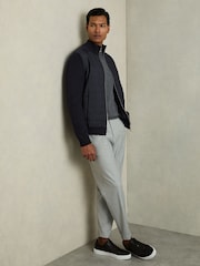 Reiss Navy Trainer Hybrid Quilt and Knit Zip-Through Jacket - Image 3 of 7