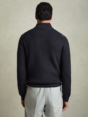 Reiss Navy Trainer Hybrid Quilt and Knit Zip-Through Jacket - Image 5 of 7