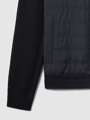 Reiss Navy Trainer Hybrid Quilt and Knit Zip-Through Jacket - Image 7 of 7