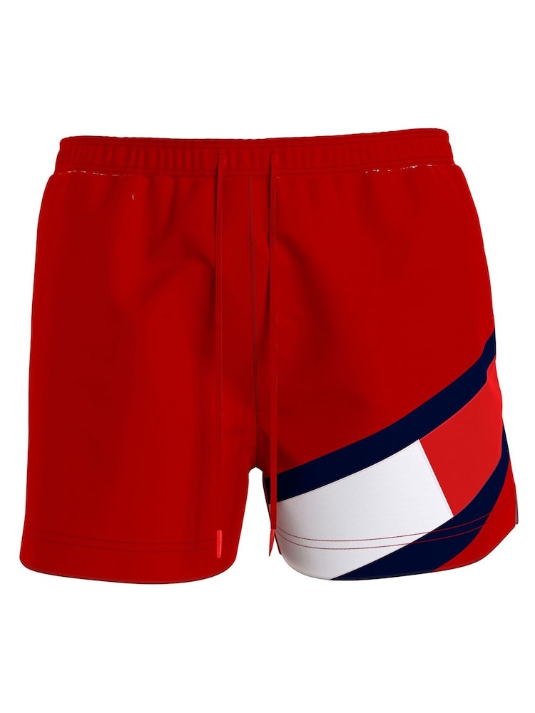 Tommy Hilfiger Red Mens Solid Flag Swim Shorts - Image 4 of 5