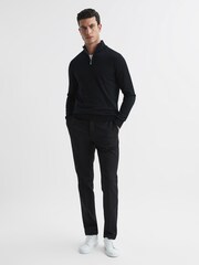 Reiss Black Blackhall Merino Wool Half-Zip Funnel Neck Jumper - Image 3 of 6