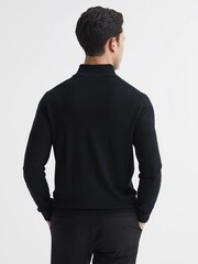 Reiss Black Blackhall Merino Wool Half-Zip Funnel Neck Jumper - Image 5 of 6