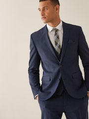 Leuchtend Blau - Motion Flex Karierter Anzug in Slim Fit aus Wollmischung: Sakko - Bild 1 von 7
