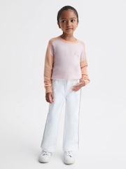 Reiss Pink/Orange Audrey 9-12 yrs Colourblock Crew Neck Jumper - Image 1 of 6