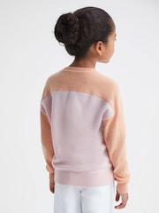 Reiss Pink/Orange Audrey 9-12 yrs Colourblock Crew Neck Jumper - Image 5 of 6
