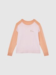 Reiss Pink/Orange Audrey 4-9 yrs Colourblock Crew Neck Jumper - Image 2 of 6