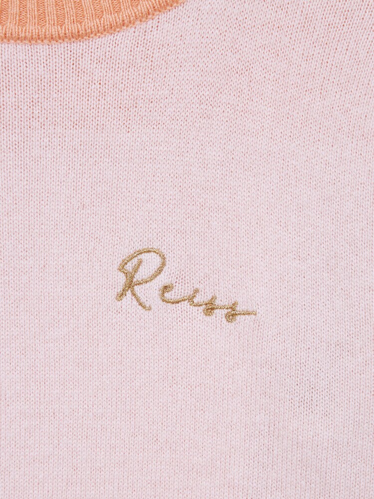 Reiss Pink/Orange Audrey 4-9 yrs Colourblock Crew Neck Jumper - Image 6 of 6