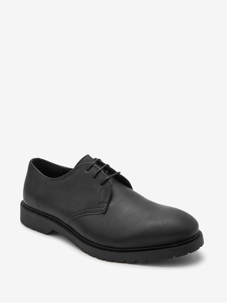 Black Cleated Lace-Up Derby Shoes - Image 2 of 4