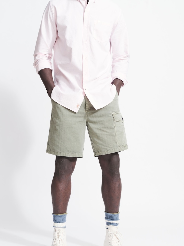 Aubin Washed Khaki Toynton Utility Shorts - Image 1 of 6
