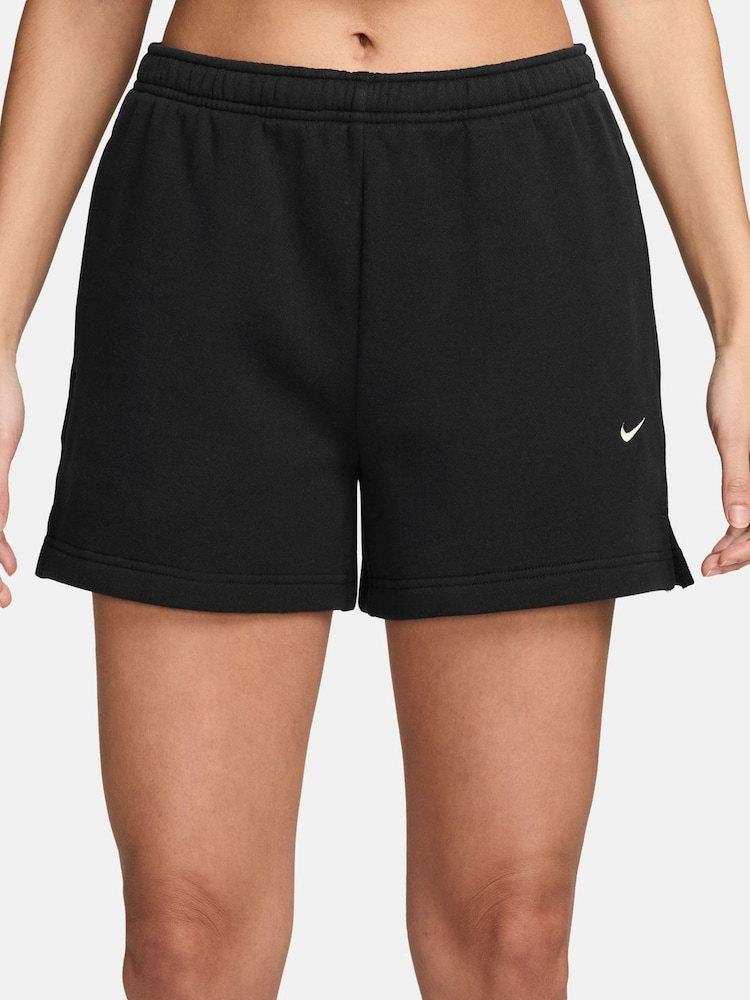Nike Black Studio Fleece Mid Rise Shorts - Image 1 of 4