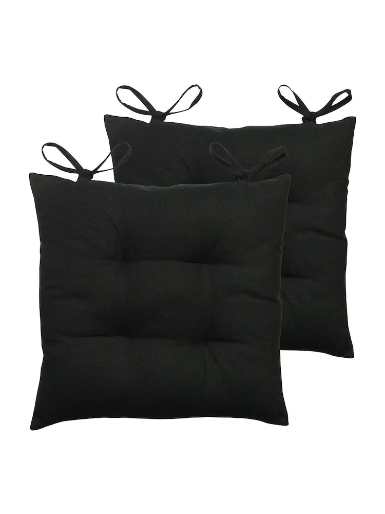 Furn 2 Pack Black Cuba 100% Cotton Seat Pads - Image 2 of 3