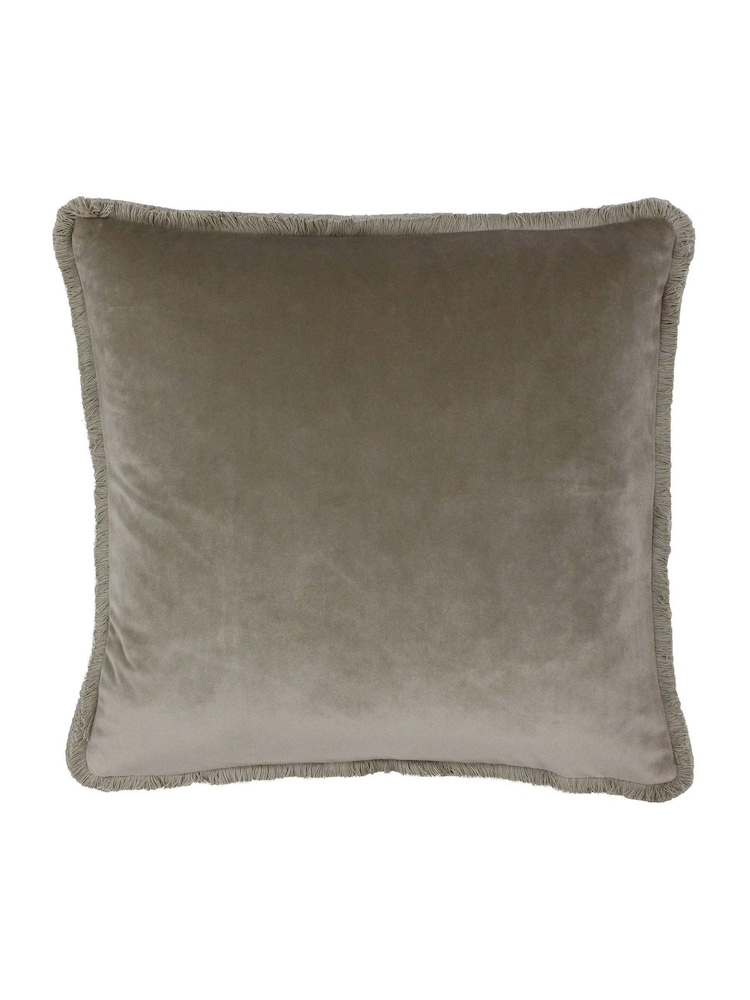 Riva Paoletti Taupe Brown Freya Velvet Polyester Filled Cushion - Image 1 of 2 Riva Paoletti Taupe Brown Freya Velvet Polyester Filled Cushion - Image 1 of 2
