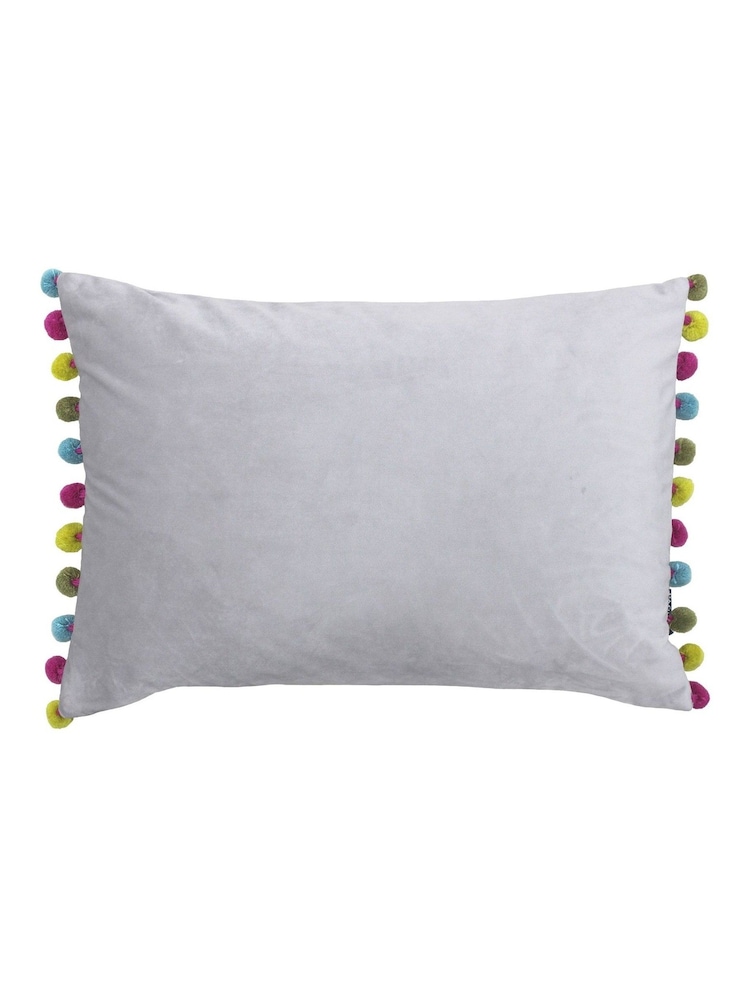 Riva Paoletti Dove/Multi 35 x 50cm Fiesta Velvet Cushion - Image 1 of 2 Riva Paoletti Dove/Multi 35 x 50cm Fiesta Velvet Cushion - Image 1 of 2