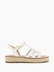 Dune London White Latch Espadrille Sole Sandals - Image 1 of 5