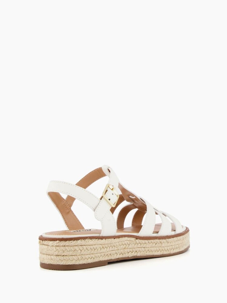 Dune London White Latch Espadrille Sole Sandals - Image 2 of 5