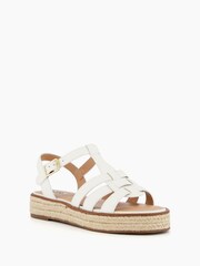 Dune London White Latch Espadrille Sole Sandals - Image 3 of 5