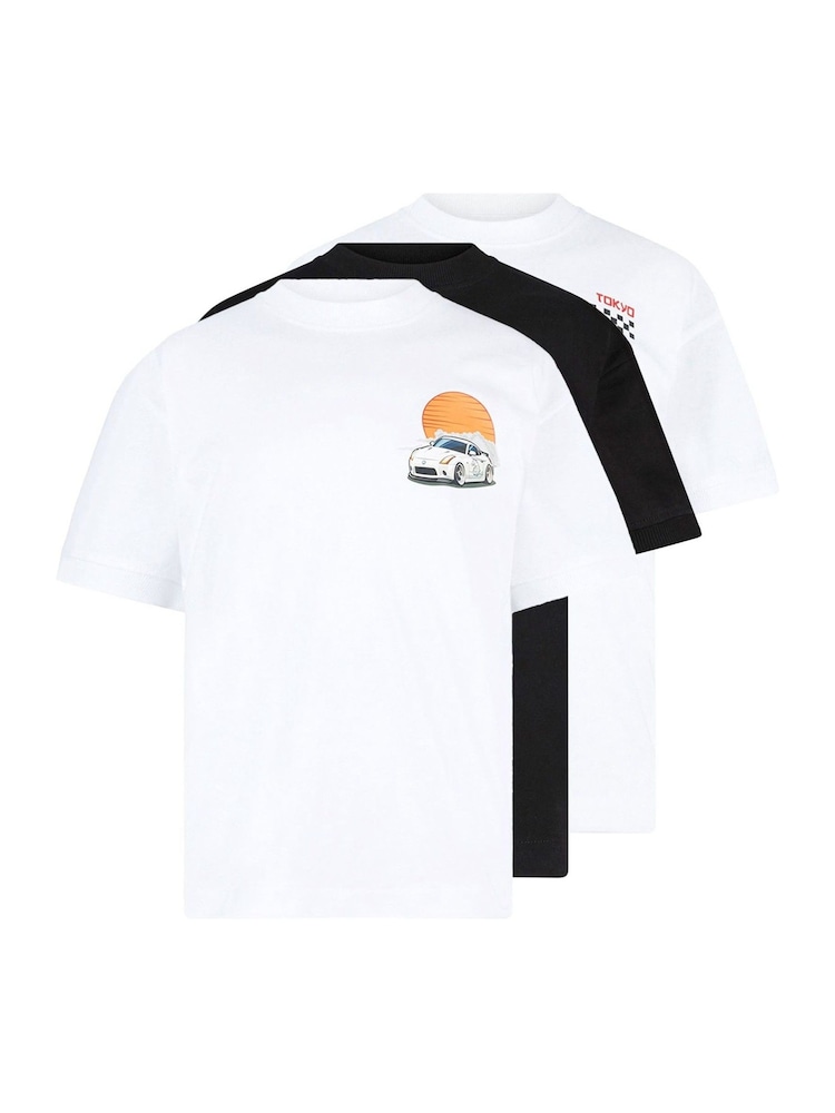 Luke 1977 White Junior Tokyo Dirft Assorted Prints T-Shirts 3 Pack - Image 1 of 12 Luke 1977 White Junior Tokyo Dirft Assorted Prints T-Shirts 3 Pack - Image 1 of 12