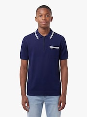 Luke 1977 Blue Junior Sebaco Knitted Polo Shirt - Image 1 of 7