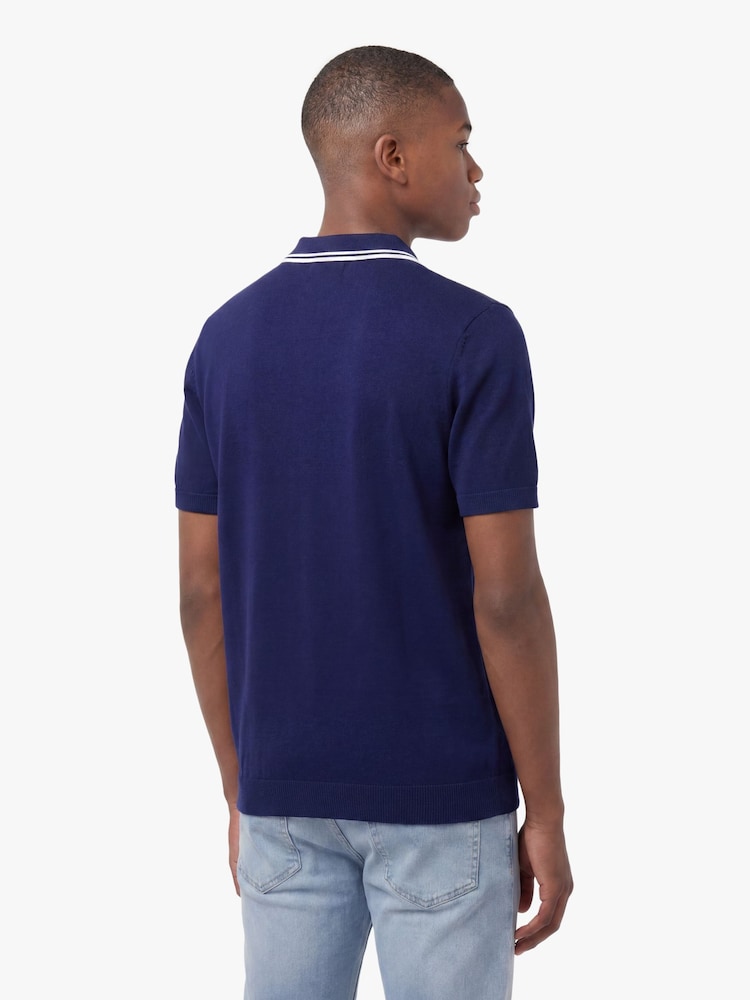 Luke 1977 Blue Junior Sebaco Knitted Polo Shirt - Image 2 of 7 Luke 1977 Blue Junior Sebaco Knitted Polo Shirt - Image 2 of 7