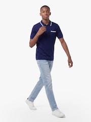 Luke 1977 Blue Junior Sebaco Knitted Polo Shirt - Image 3 of 7