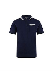 Luke 1977 Blue Junior Sebaco Knitted Polo Shirt - Image 4 of 7