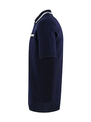 Luke 1977 Blue Junior Sebaco Knitted Polo Shirt - Image 6 of 7