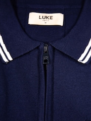 Luke 1977 Blue Junior Sebaco Knitted Polo Shirt - Image 7 of 7
