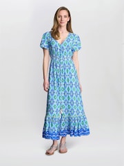 Gina Bacconi Blue Gabi Button Down Dress - Image 1 of 5
