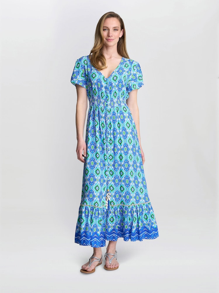 Gina Bacconi Blue Gabi Button Down Dress - Image 1 of 5 Gina Bacconi Blue Gabi Button Down Dress - Image 1 of 5