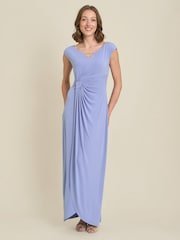 Gina Bacconi Purple Bailee Jersey Diamante Trim Maxi Dress - Image 2 of 6