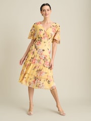 Gina Bacconi Yellow Agatha Floral Chiffon Dress - Image 2 of 6