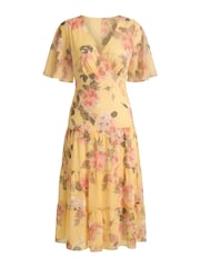 Gina Bacconi Yellow Agatha Floral Chiffon Dress - Image 6 of 6
