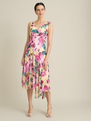 Gina Bacconi Yellow India Chiffon Print Dress - Image 3 of 8