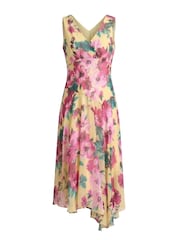 Gina Bacconi Yellow India Chiffon Print Dress - Image 8 of 8