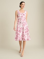 Gina Bacconi Pink Orla Chiffon Floral Dress - Image 3 of 5