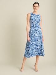 Gina Bacconi Blue Odelia Floral Print Midi Dress - Image 1 of 6