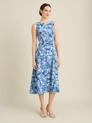 Gina Bacconi Blue Odelia Floral Print Midi Dress - Image 3 of 6