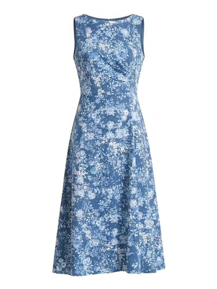 Gina Bacconi Blue Odelia Floral Print Midi Dress - Image 6 of 6