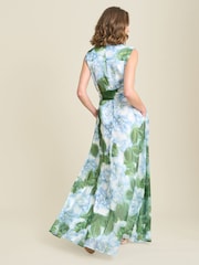 Gina Bacconi Green Rikki Floral Belt Tie Maxi Dress - Image 2 of 5