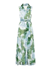 Gina Bacconi Green Rikki Floral Belt Tie Maxi Dress - Image 5 of 5