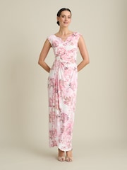 Gina Bacconi Pink Lora Floral Jersey Diamante Trim Maxi Dress - Image 1 of 6