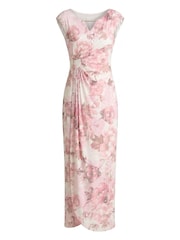 Gina Bacconi Pink Lora Floral Jersey Diamante Trim Maxi Dress - Image 6 of 6