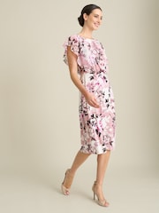 Gina Bacconi Pink Raegan Chiffon Overlay Print Dress - Image 2 of 6