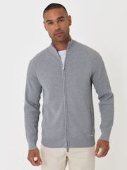Threadbare Grey Knitted Zip Up Funnel Neck Cardigan - Image 1 of 6
