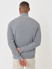 Threadbare Grey Knitted Zip Up Funnel Neck Cardigan - Image 2 of 6