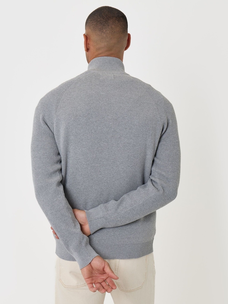 Threadbare Grey Knitted Zip Up Funnel Neck Cardigan - Image 2 of 6