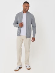 Threadbare Grey Knitted Zip Up Funnel Neck Cardigan - Image 3 of 6