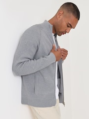 Threadbare Grey Knitted Zip Up Funnel Neck Cardigan - Image 5 of 6