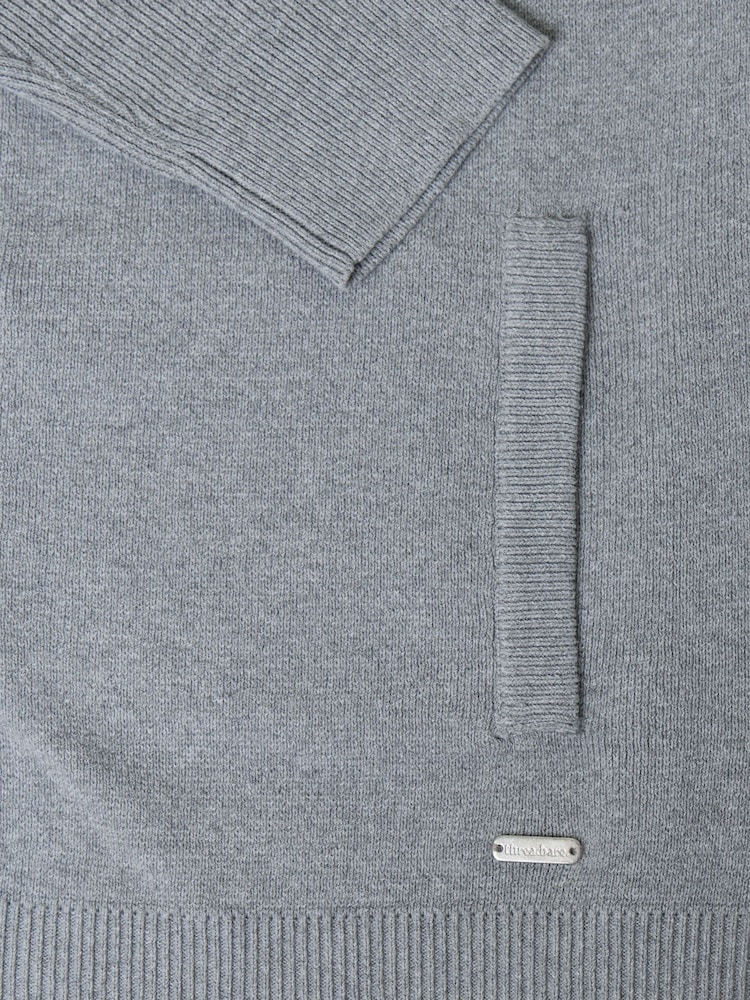 Threadbare Grey Knitted Zip Up Funnel Neck Cardigan - Image 6 of 6